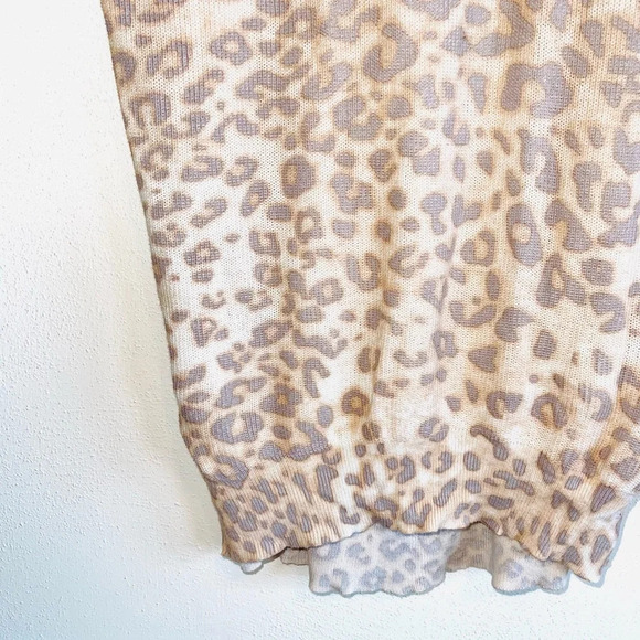 Bar III Cream Leopard Print Dolman Sleeve Thermal Tunic Sweater Medium Women’s - Picture 5 of 10